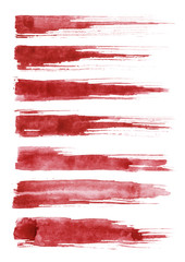 Watercolour. Set of abstract red watercolor stroke isolated on white background.