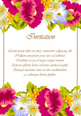 Frame of flowers. for card designs, greeting cards, birthday invitations, Valentine's day, party, holiday.