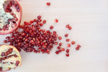 Ripe red rains of garnet close up.