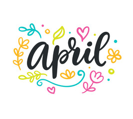 April. Spring modern calligraphy