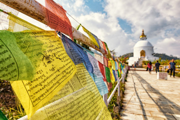 World Peace Pagoda, Pokhara, Nepal - obrazy, fototapety, plakaty