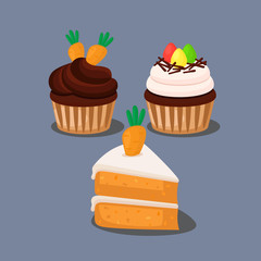 vector illustration of a easter cupcakes