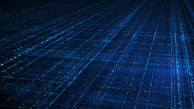 Blue sci-fi grid information technology concept