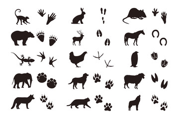 Tierabdrücke mit Silhouette