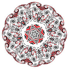 Floral Black and Red Round Ornament