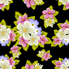 seamless pattern of flowers. For card designs, greeting cards, birthday invitations, wedding, Valentine's day, party, celebration.