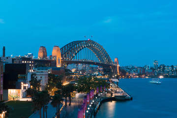 Fototapeta na wymiar Sydney Harbour Bridge view during blue hour.