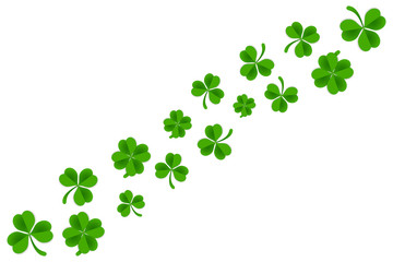 Fototapeta premium Clover frame template isolated in white background. Saint patrick's day background template.