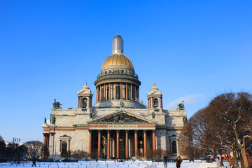 St. Isaac's Cathedral Orthodox Basilica and Museum Building in Saint-Petersburg, Russia. Classical...