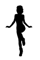Fototapeta na wymiar a slender girl is standing on one leg.