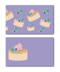 flowers and cakes birthday party vector illustration design