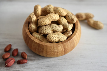 bamboo bowl with peanuts