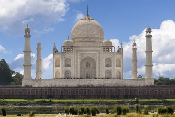 Fototapeta na wymiar Beautiful view of Taj Mahal from river Yamuna, Agra, Uttar Pradesh, India