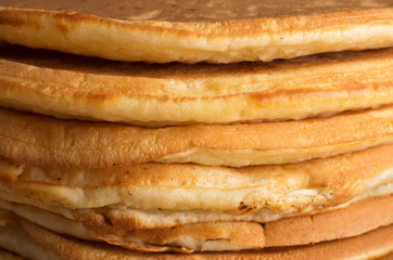 Macro shot of pancakes stacked