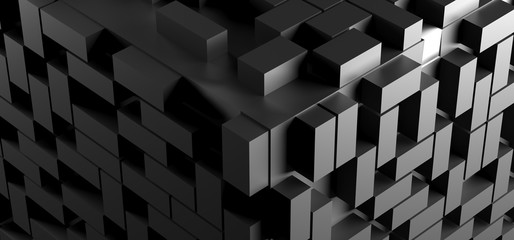 3D Rendering Of Abstract Cube Background With Lots Of Rectangles