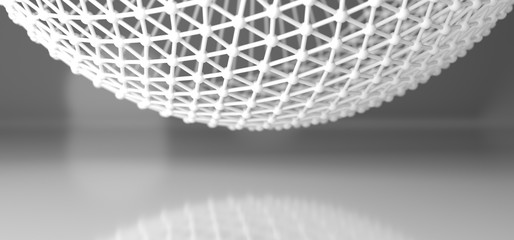 3D Rendering Of Abstract Connection Net Sphere Closeup Background