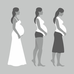  Pregnant woman on gray background