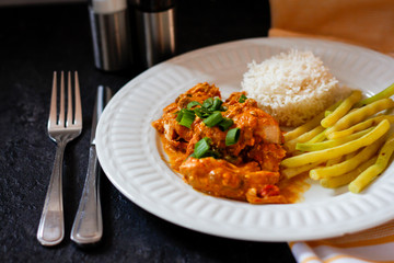 Indian Chiclken with Rice and Yellow Bean