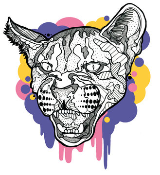 Angry puma with graphic elements