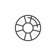Obraz premium Lifebuoy outline icon. linear style sign for mobile concept and web design. Life preserver simple line vector icon. Help symbol, logo illustration. Pixel perfect vector graphics