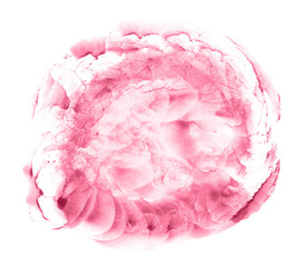 Abstract watercolor background hand-drawn on paper. Volumetric smoke elements. Pink, Rapture Rose color. For design, websites, card, text, decoration, surfaces.