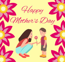 Happy Mothers Day Poster, Vector Illustration