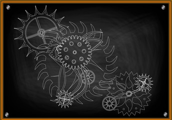 Cogwheels on a black