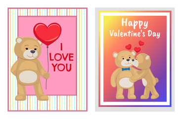 I Love You and Me Teddy Bears Vector