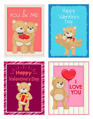 I Love You and Me Teddy Bears Vector