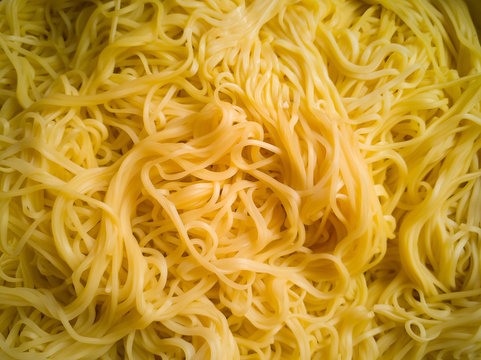 The noodles for cooking Ramen is a Japanese dish image close up.