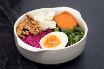 vegetables bowl with boiled egg
