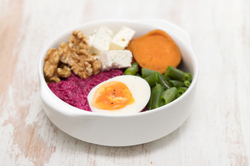 vegetables bowl with boiled egg