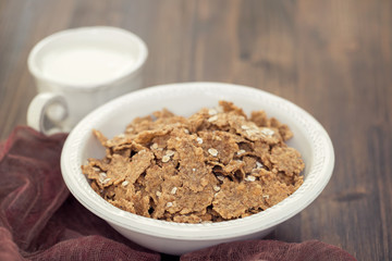 flakes in white bowl