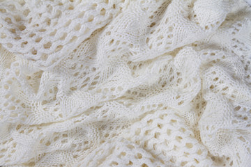 Beautiful background delicate vintage knitted homemade white lace of crochet napkins in retro style