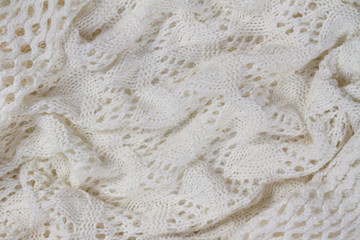 Beautiful background delicate vintage knitted homemade white lace of crochet napkins in retro style