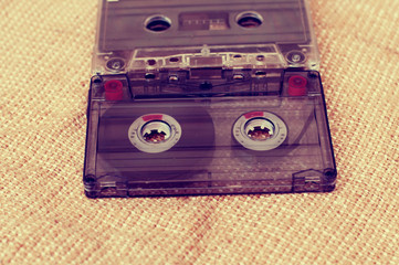 Vintage background with space for copy, old audio cassette