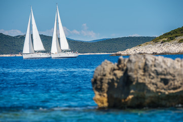 Fototapeta na wymiar Sailing boats with reef