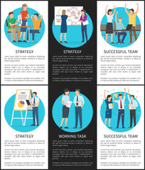 Successful Team Strategy Cards Vector Illustration