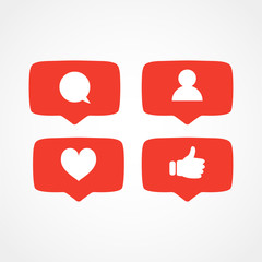 Social network icons pack. Like, comment, follow.