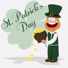 st. patrick leprechaun with a pot of gold