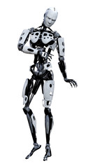 3D Rendering Male Robot on White