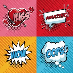 Poster Pop Art Expressions pop art coloré vector illustration graphisme bulle de dialogue