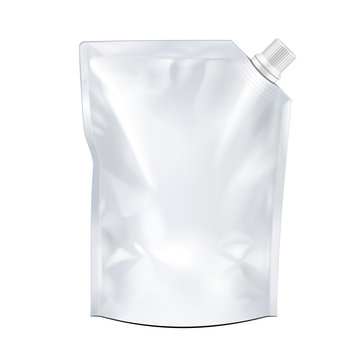 Blank Flexible Stand Up Pouch Bag with Corner Spout Vector EPS10
