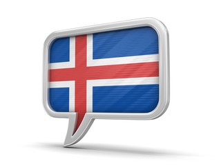 Speech bubble with Icelandic flag. Image with clipping path