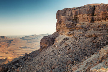 Beautiful landscape in the desert mountain blue sky