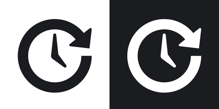 Vector update icon. Two-tone version on black and white background