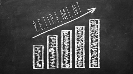 retirement saving concept on blackboard