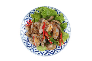 Stir fried clams with roasted chile paste.