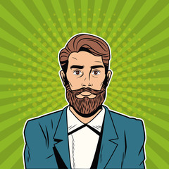 Hispter male pop art cartoon colorful vector illustration graphic design