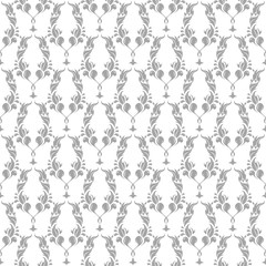 Gray floral ornamental design on white. Seamless backround